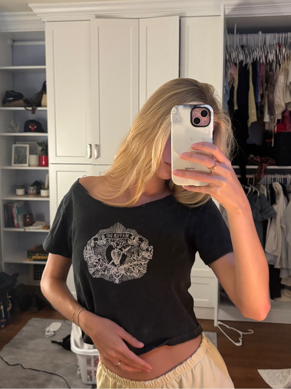 Brandy Melville Black Graphic Short-Sleeve Tee